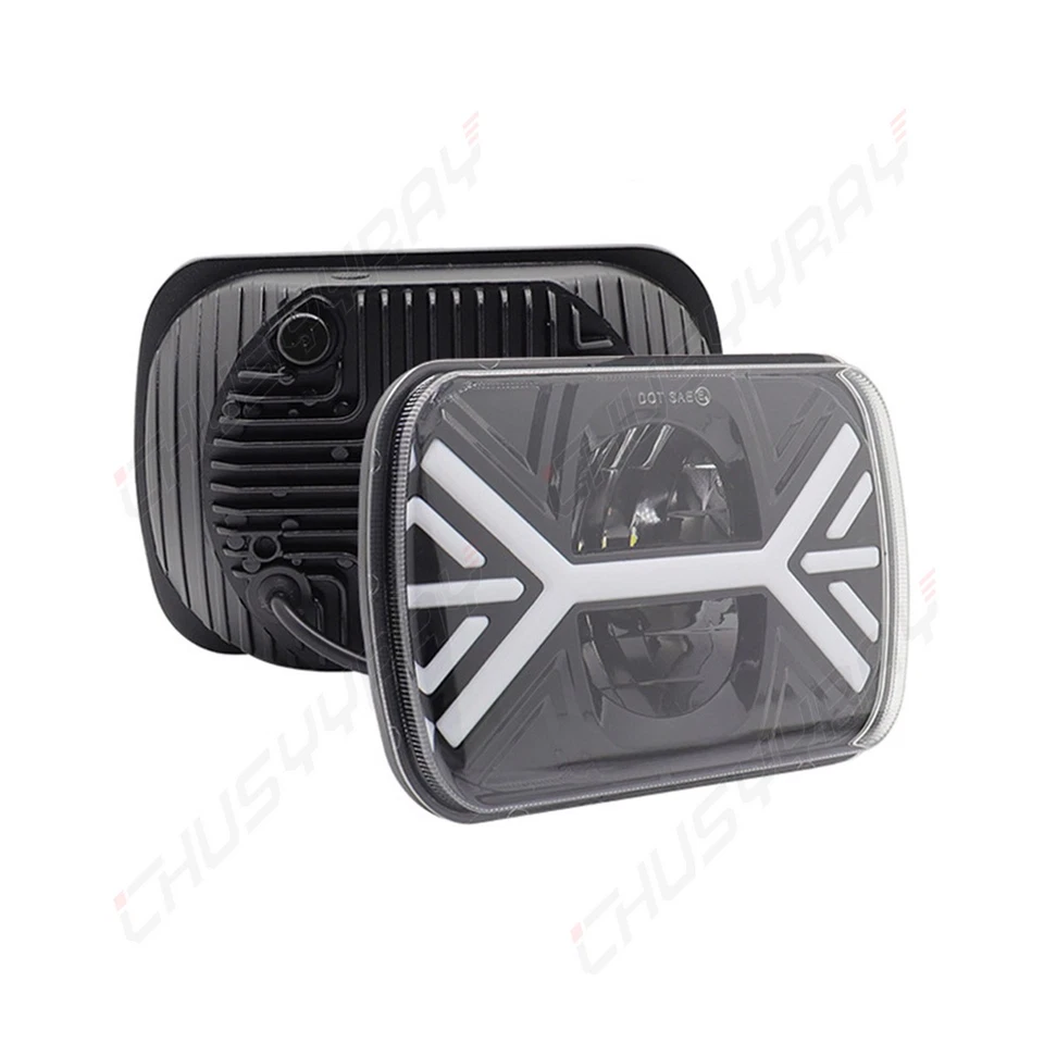 Para Ford Bronco II 1984-1987 - Par de faros LED de vidrio de 7X6 pulgadas haz alto/bajo Foto 4 de 4