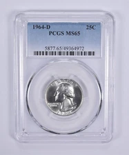 1964-D Washington Quarter MS65 PCGS Blue Label