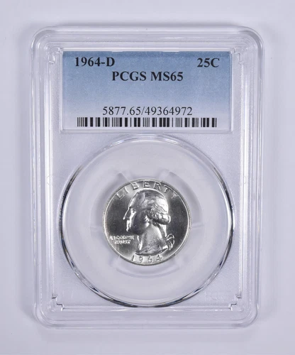 1964-D Washington Quarter MS65 PCGS Blue Label