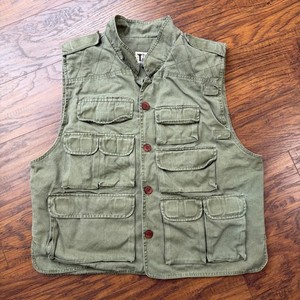 Trail Designs Vest Mens L Green Camo Shooting Hunting Button Front Cargo Pockets