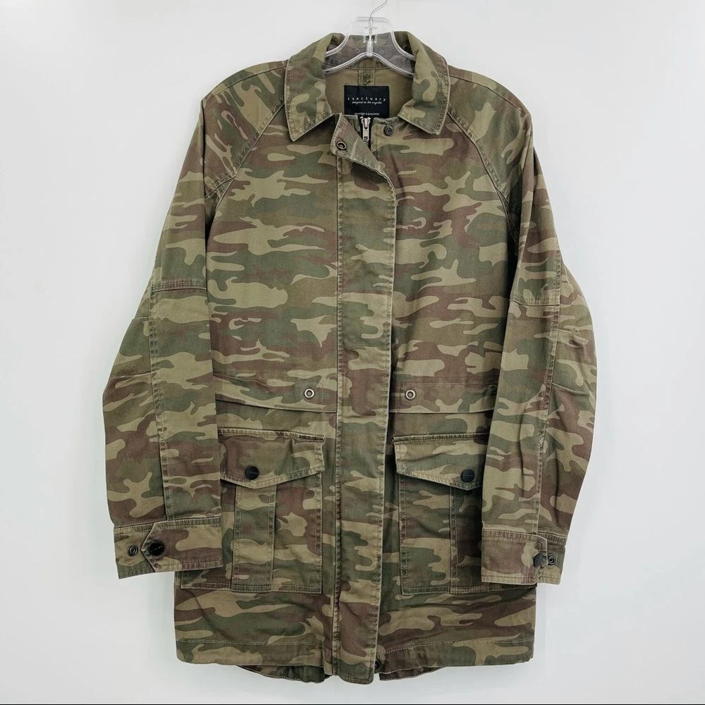 VETEMENTS Sanctuary giacca mimetica utilità militare donna S verde cotone oversize