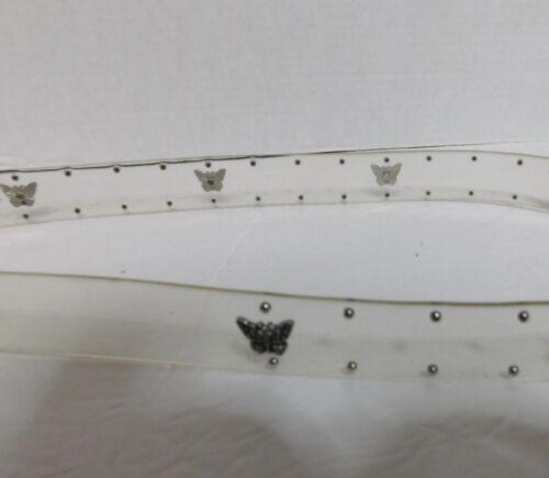 Clear Transparent Jelly Clear Belt Womens 1.25 in W X 34 Waist Metal Butterfly - Picture 6 of 9