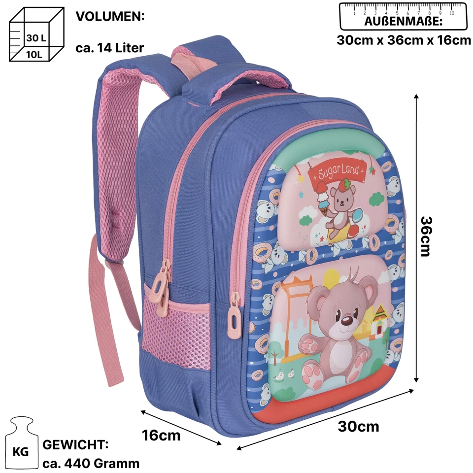 Kinderrucksack Jungen Mädchen Kindergartenrucksack Vorschule Rucksack Kinder 3D - Bild 3 von 4