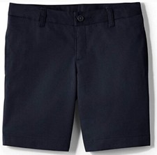 New Lands' End Uniform Girls Blend Chino Shorts Classic Navy 14