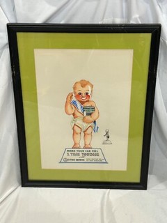 ORIGINAL 40s Watercolor & Pencil Art for Cities Service KoolMotor/CITGO Ad 1940s