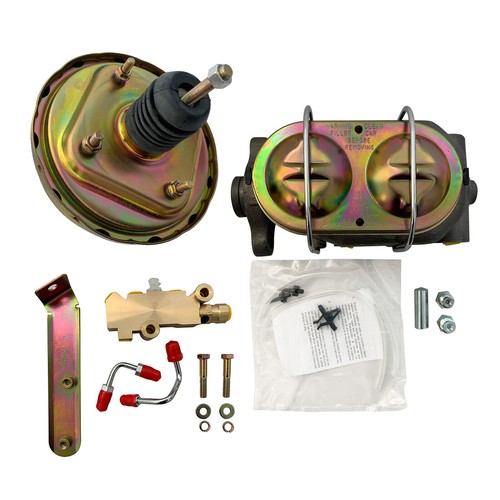 8" Single Zinc Power Brake Booster & Master Cylinder Disc Disc Prop Valve Kits - Foto 1 di 7