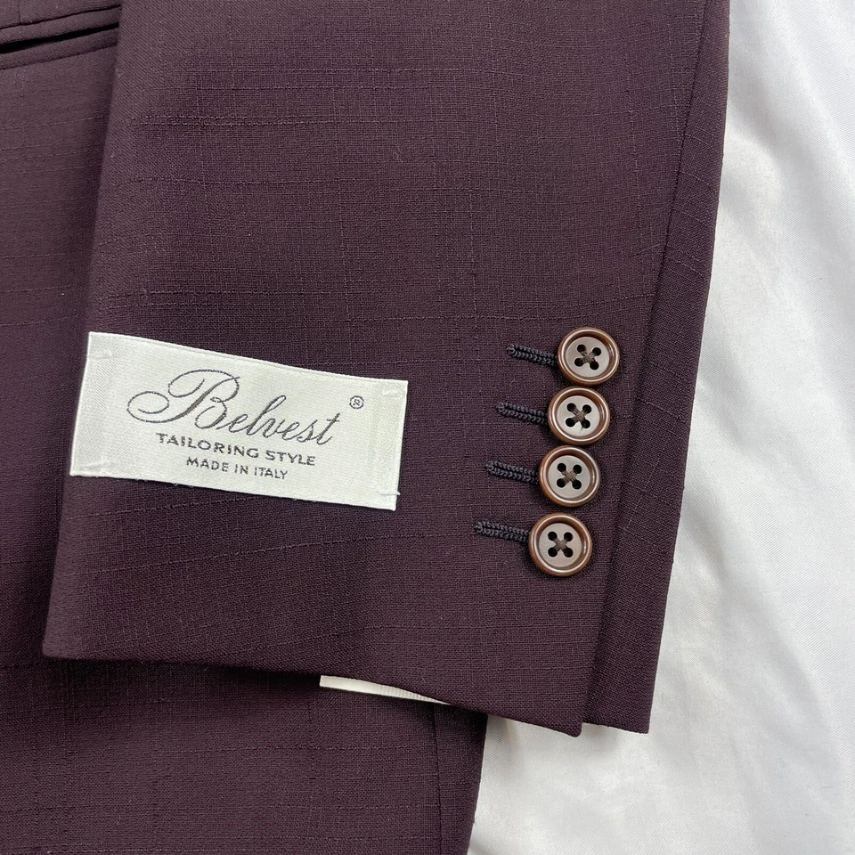 Blazer Belvest Borgoña Tejido Super 100s Lana Hombre Talla 40R Nuevo con Etiquetas Foto 2 de 4