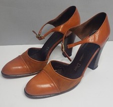 Christian Dior brown mary jane heel pump Shoe, sz 7 - Leather, Suede, Vtg Saks 5