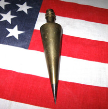 Vintage GLOBE 14 oz Plumb Bob Brass with Steel Tip made in USA carpentry tool