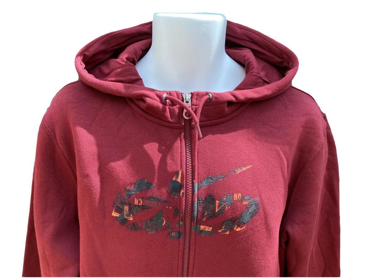 NEW Vintage NIKE Cotton Fleece Hoodie Jacket Full Zip Graphic  Claret M