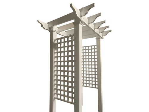 Entrance Arbour in White Polymer – Curved-look – Garden Arbour - Squares - Picture 9 of 14