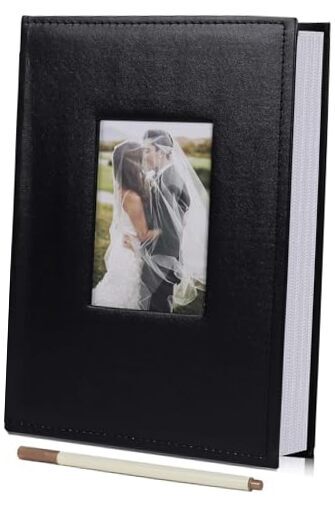 Photo Album 4x6 300 Photos with Writing Space, Leather 300 Pockets-Memo Black
