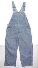 Dickies Bib Overalls Mens 48x30 Blue Denim Train Conductor Stripe Trucker