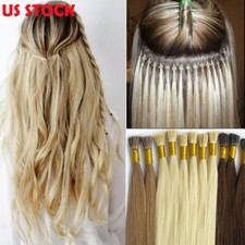200 Strands I Tip Hair 100g Stick Tip Remy Human Hair Extensions Micro Ring Bead