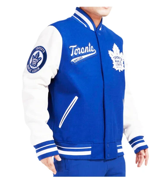 Men's Toronto Maple Leafs Pro Standard NHL Script Tail Wool Royal Variety Jacket - Image 3 of 4
