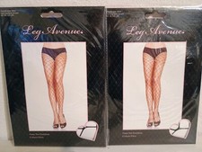 2 PAIRS -Leg Avenue Fence Net Pantyhose Tights Women's One Size 90-160 LBS Black