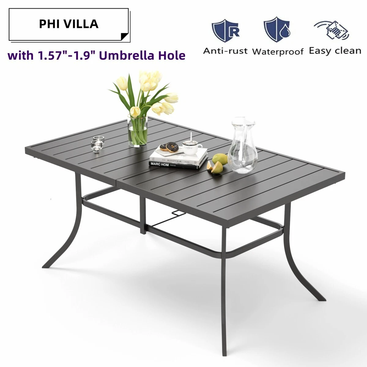 Rectangular metal 2024 patio table
