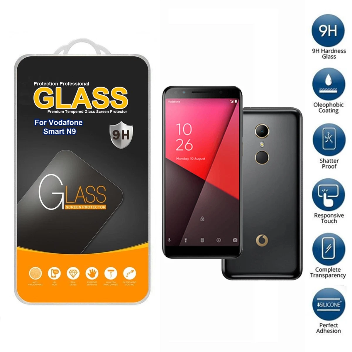 REY Pack 3X Vetro Temperato Per VODAFONE Smart E8 - Protezione Schermo 9H+ Con Rivestimento Oleofobico - 3