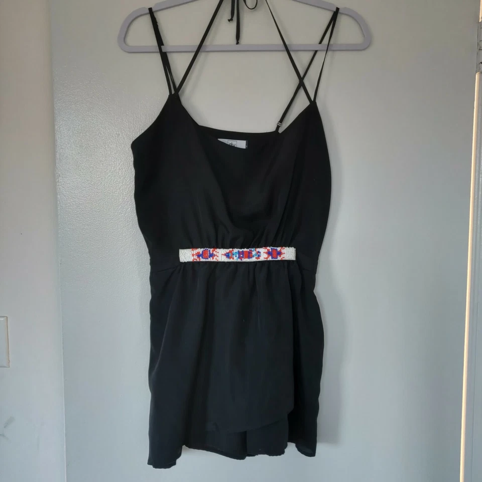 Dolce Vita Beaded Belt Black Strappy Shorts Romper S - Image 4 of 4