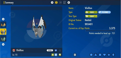 Pokemon Scarlet & Violet 6IV MONSOON VIVILLON Max EVs