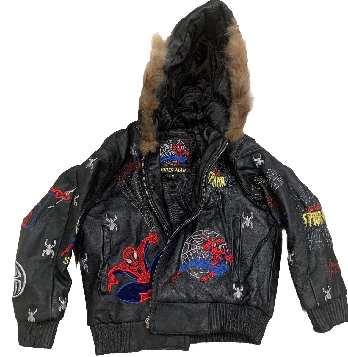 ま*ん様 WTAPS 09aw SPIDEY JACKET LEATHER LA VINTAGE RARE Spider-Man Leather Jacket YOUTH Medium Marvel