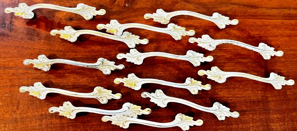 LOT of 13 French Provencial Amerock 5" Handles Brass with Ivory Enamel Trim - Image 2 of 4