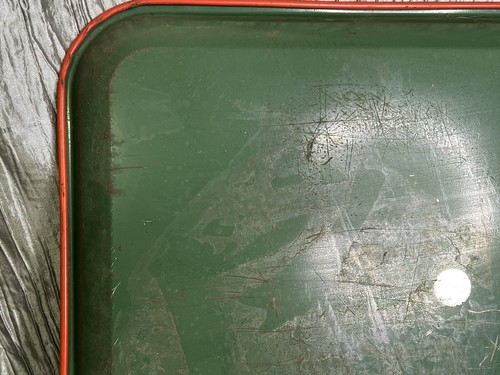 Vintage Clement Paris Cycles & Automobiles Metal Serving Tray Green Bicycle Tin - Picture 10 of 13