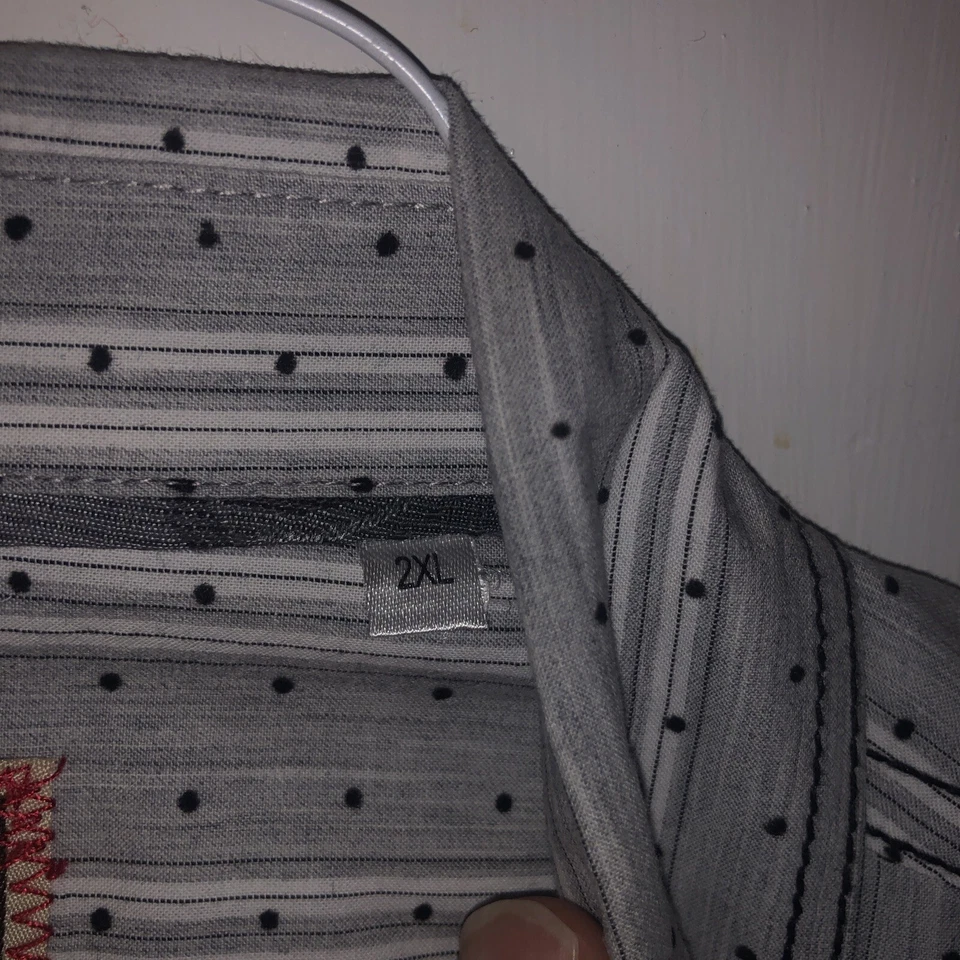 Camisa vintage Italia c.1958 para hombre XXL GRIS/BLANCO PATRÓN USADA MANGA LARGA Foto 3 de 4