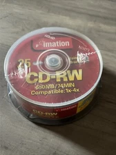 Imation 650 MB 74 Min CD-RW Data Rewritable Media 25 Pack Spindle Discs (H3)