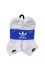 ADIDAS Mens Low Cut Socks Moisture Wicking White Black Logo sz 6-12 6 pk