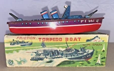 TIN FRICTION TORPEDO BOAT PT-512 in VG BOX by K JAPAN VINTAGE