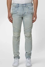 Hudson Men's Blinder v.2 Biker Skinny Fit Jeans  Blue  Size 40 Distressed 