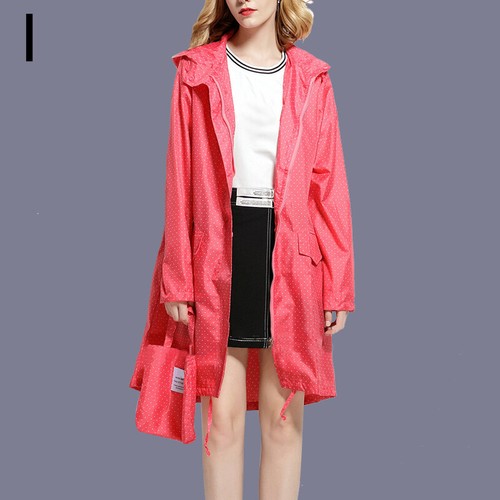 Womens Unisex Casual Hooded Long Raincoat Windproof Rain Waterproof Coat Jacket - Picture 11 of 32