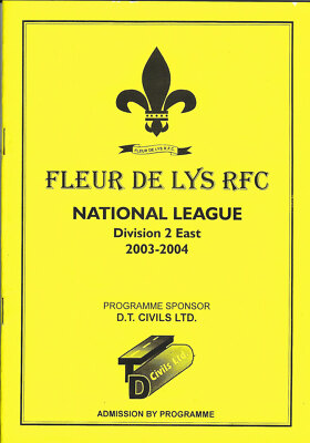 Fleur De Lys v Penygraig 4. Mai 2004 RUGBY PROGRAMM