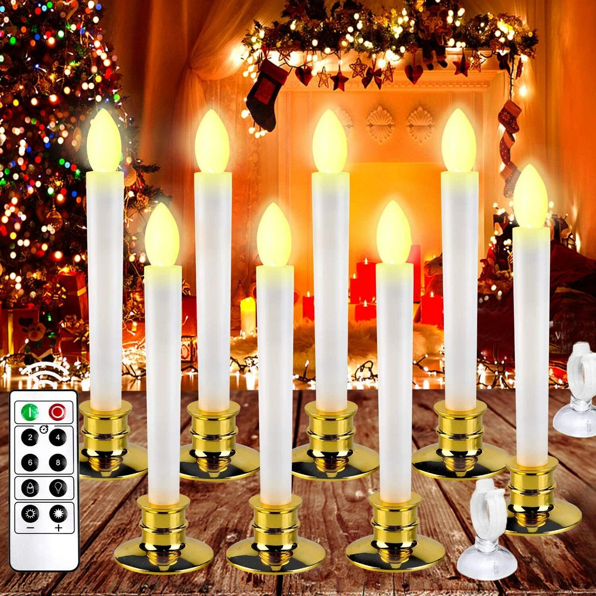 LED Candle Window Light Flameless Taper Candles with Suction Cups
