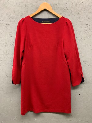 Zara Basic A Line Dress Women s Small Red 3/4 Sleeve Made in Spain Casual