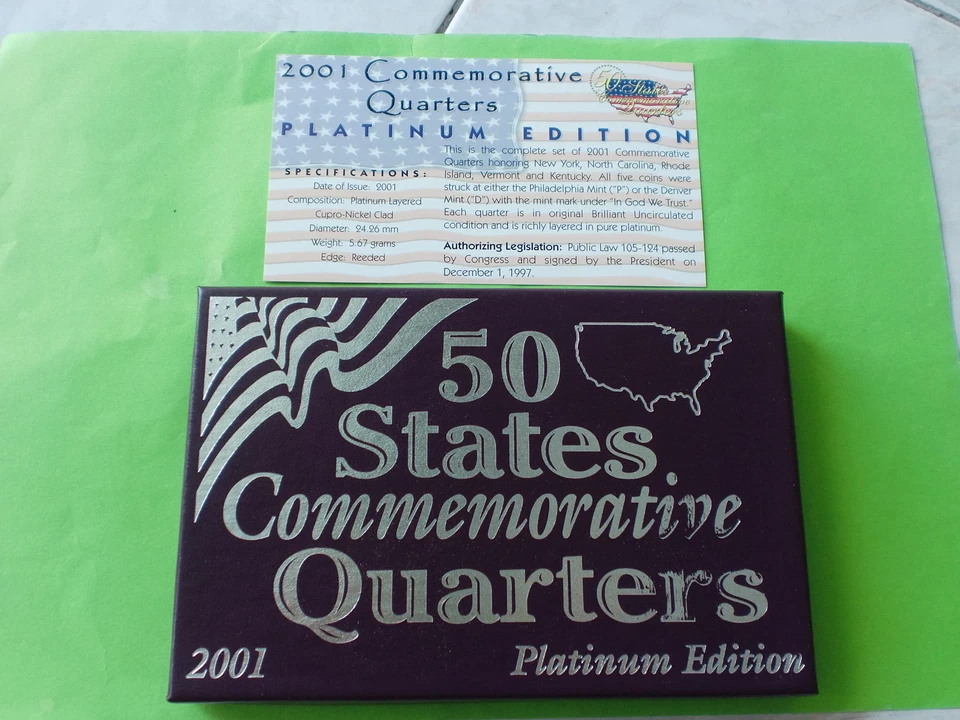 2001 US States Quarters Commemorative, Platinum Edition, 5 coins - Image 3 of 4