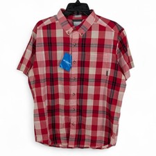 Columbia Men's Rapid Rivers II Short Sleeve Shirt Mountain Red Plaid Small