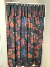 New 3-piece shower set curtain, liner, 12 hooks , green print, PEVA, size 70x70
