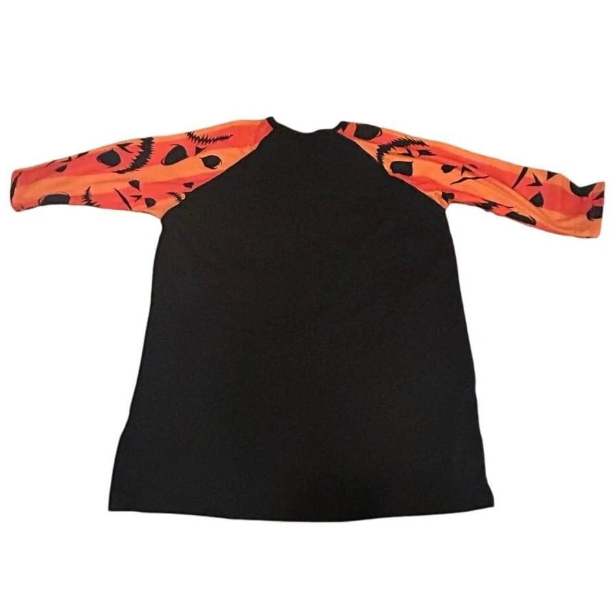 LuLaRoe Kids Unisex Orange/Black Jack-O-Lanterns Raglan T-Shirt 3/4 Sleeves - 14 - Image 3 of 3