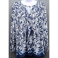 Blusa LILLY PULITZER - Estampado Floral Azul/Blanco, Top Túnica Marilina, Grande