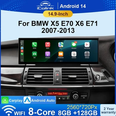 14,9-Zoll Autoradio Car Play Android 14 8Kern 128GB 4G für BMW X5 E70 X6 E71 CIC - Bild 1 von 4
