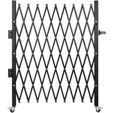 Single Folding Security Gate 74"W x 51.57"H Folding Door Gate Steel Accordion Se