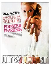 1969 MAX FACTOR NAIL POLISH Genuine Vintage Print Ad Frosted Pearlings