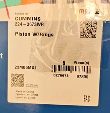 CUMMINS Engine Piston Set-HO Mahle 224-3673WR 6 PISTON W/RINGS