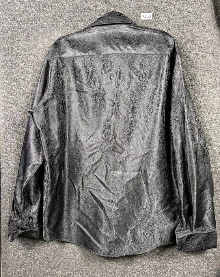 Vestido Camisa Inserch Icon Jacquard Cachemira Abotonada Para Hombre Talla 2XL Negro Foto 2 de 4