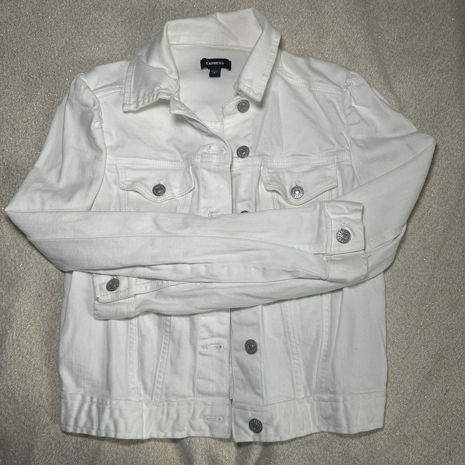 Express White Button Front Collared Long Sleeve J… - image 1