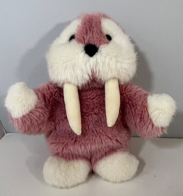 Gund Pink and Cream Walrus 10 Inch Plush Stuffed Animal 1986 Korea