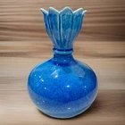 Haeger Tulip Top 4040 Vase Mottled Blue & Turquoise Glaze Vintage USA stamp