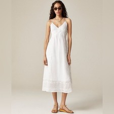 J Crew NWT Embroidered Midi Dress in Ramie Size Tall 4 - Long / Tall Length